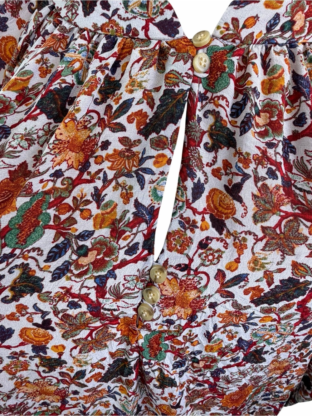 Madewell x Karen Walker 100% Silk Top Floral red orange Blouse - Picture 10 of 16